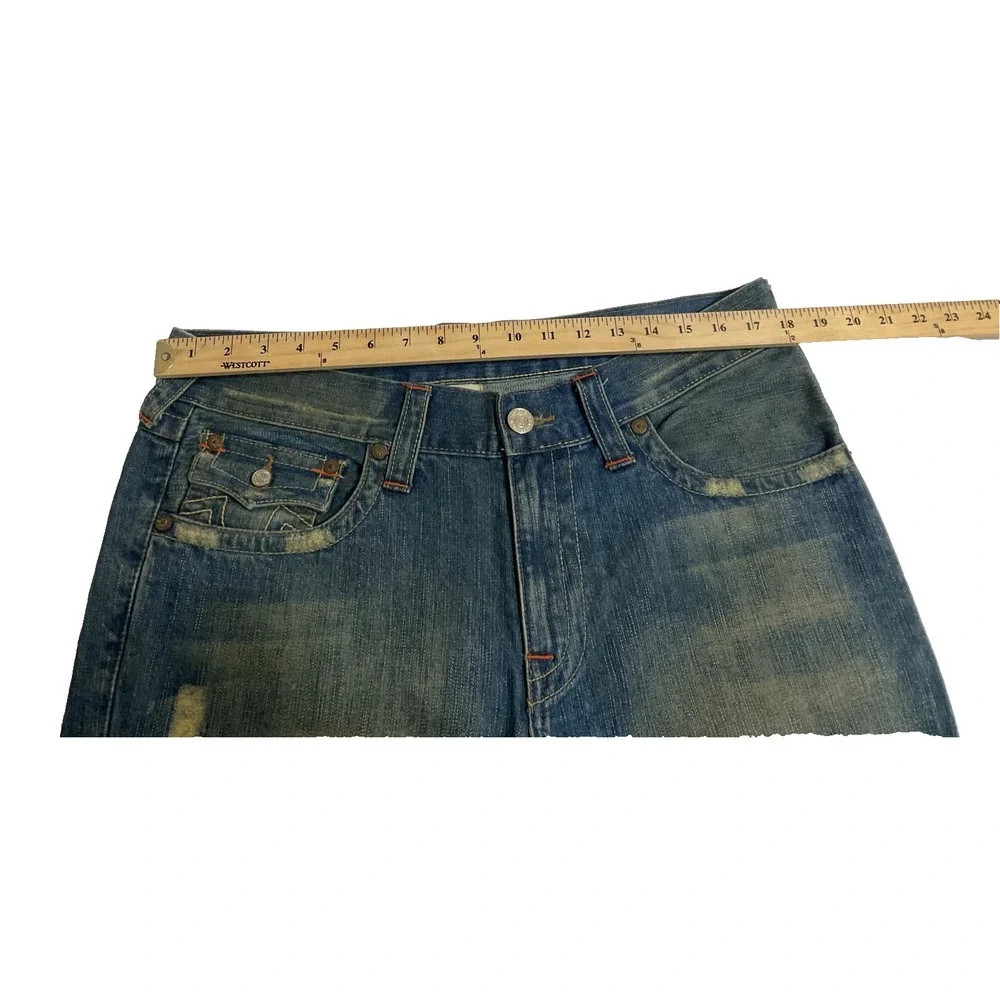 True Religion Flare Twisted Buddha Graphic embroidered‎ pocket USA Y2K